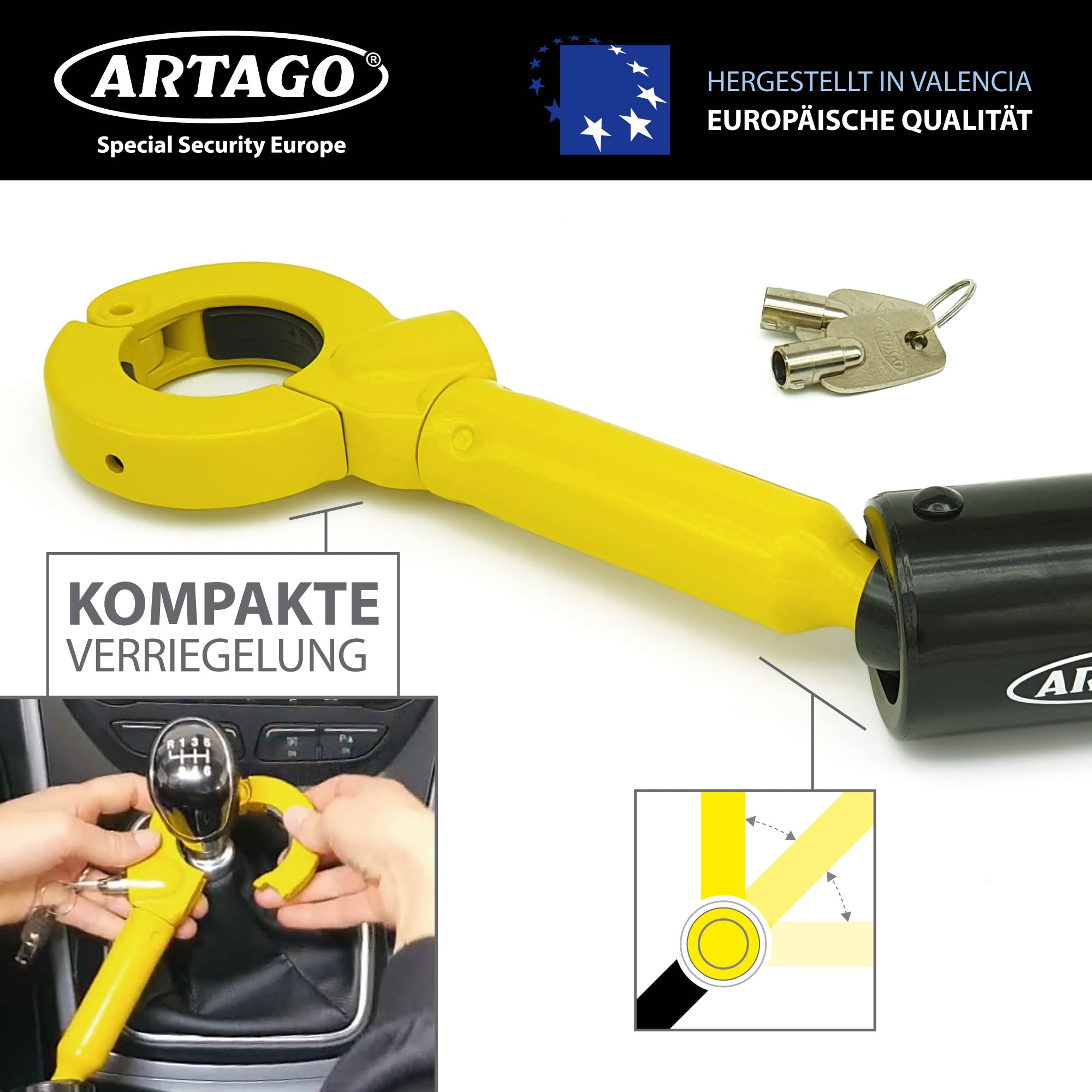 ARTAGO 862A/B Wegfahrsperre für Handbremse und Schalthebel, Diebstahlsicherung Auto
