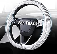 Vista 19 de Cubierta de volante para Tesla Model 3 (2017-2023) / Model Y (2020-2024), antideslizante, agarre cómodo, transpirable, personalizada para accesorios