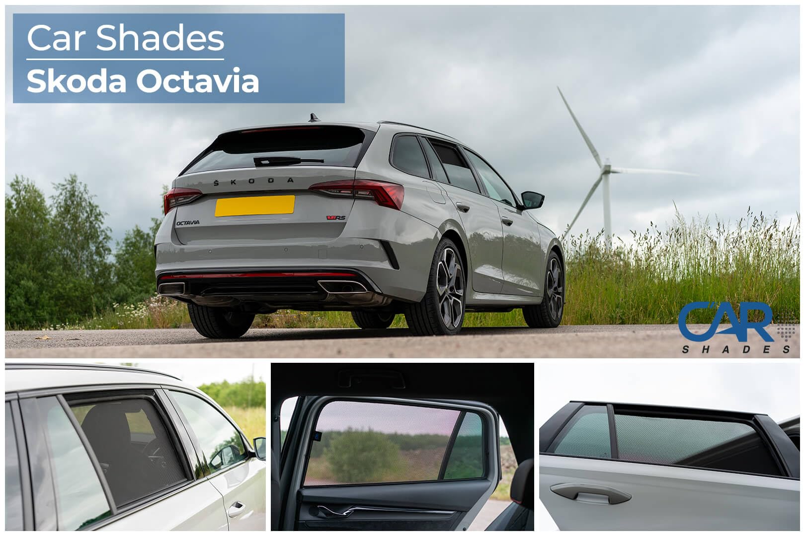 CAR SHADES zestaw (tylne drzwi boczne) kompatybilny z Skoda Octavia IV (NX5) Kombi 2020- (2-częściowy) - Dopasowane osłony przeciwsłoneczne do samochodów