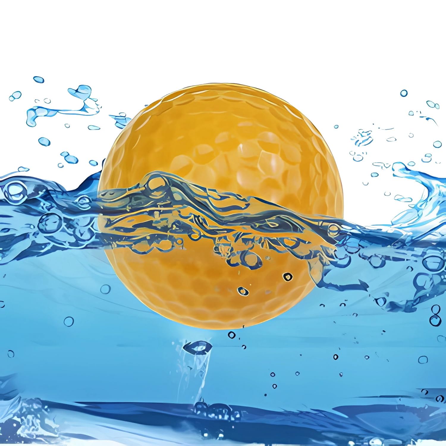 6pcs Colourful Practice Floating Golf Balls, Water Float Floater Ball, Pond or Lake Range Golf Ball, About 10% of It Sits Above Water (Yellow)