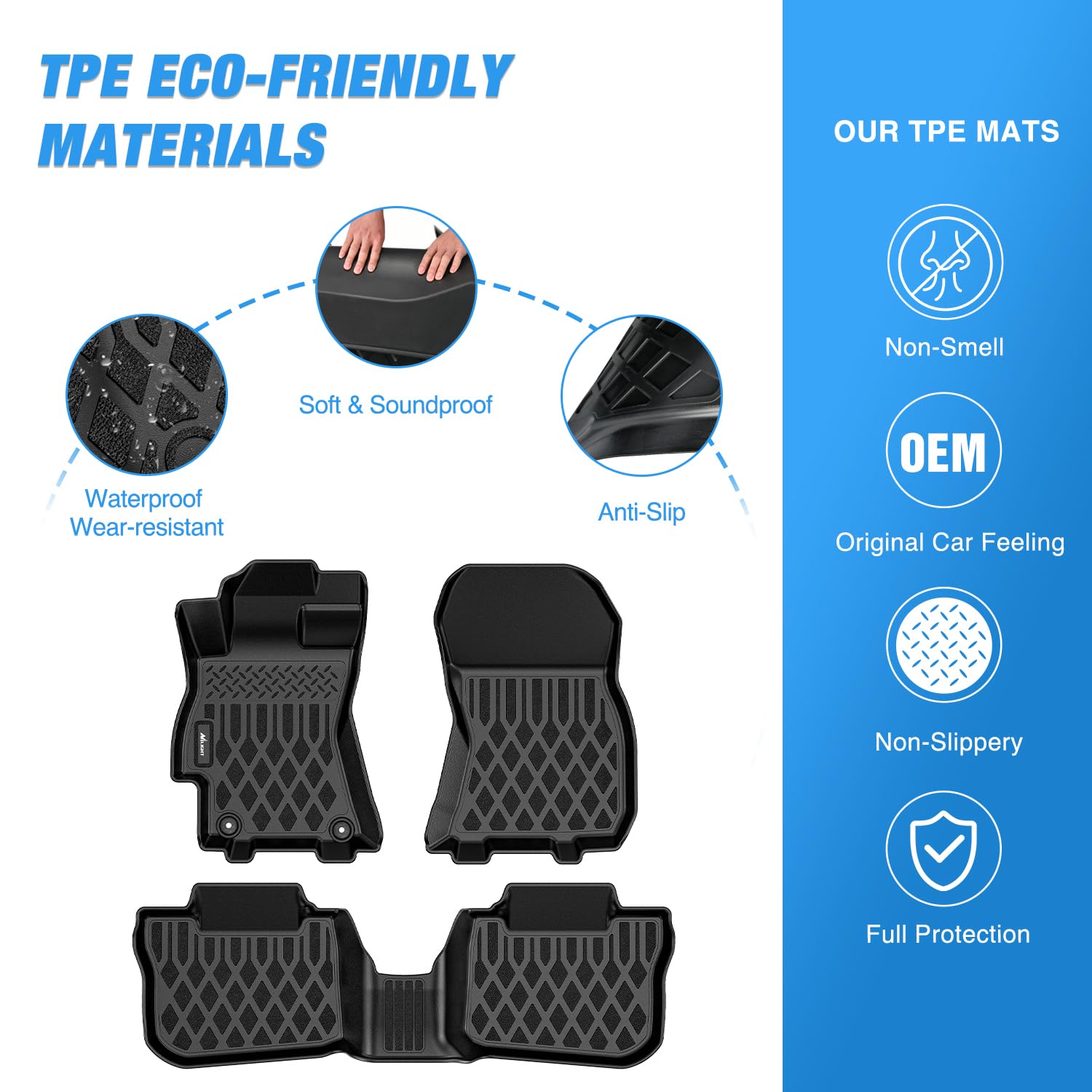 Nilight TPE Floor Mats for Subaru Outback Legacy 2010 2011 2012 2013 2014 All Weather Custom Fit Heavy — view 3