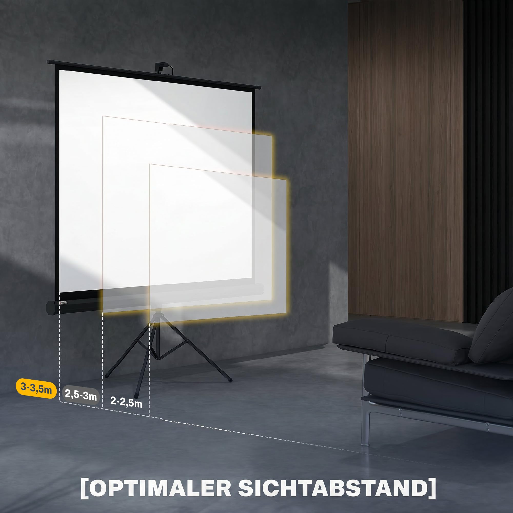 HOMCOM Schermo per proiettore con treppiede, 84 pollici, 4:3, portatile, nero | Tela per proiettore, treppiede pieghevole, per home theater, campeggio