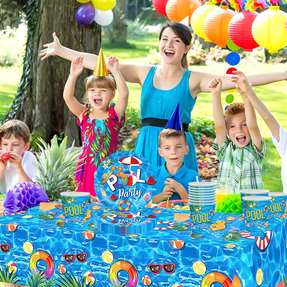 Blue Pool Geburtstag Geschirr – Partygeschirr-Set Mit Pool-Motiv In Blau