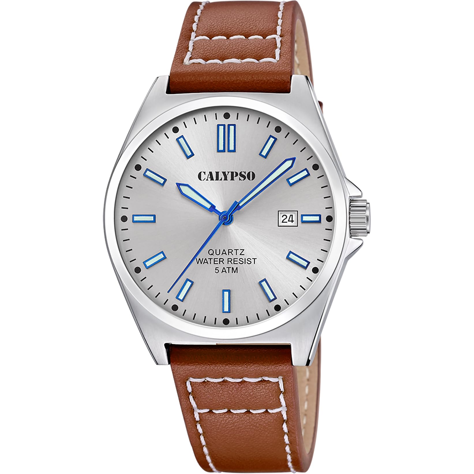 Calypso Mens Brown Leather Strap Watch K5868/2