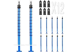 12-Piece 1 ML Measuring Syringe Pack for Liquid Measurements