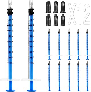1ml Syringe Without Needle - 1 ml Small Plastic Syringes Sterile Individually Packed with Cap for Lab Medicine Student Measuring Liquid and Pet Dog Cat Baby Feeding Oral Colostrum ( 12 Pack 1cc /ml )