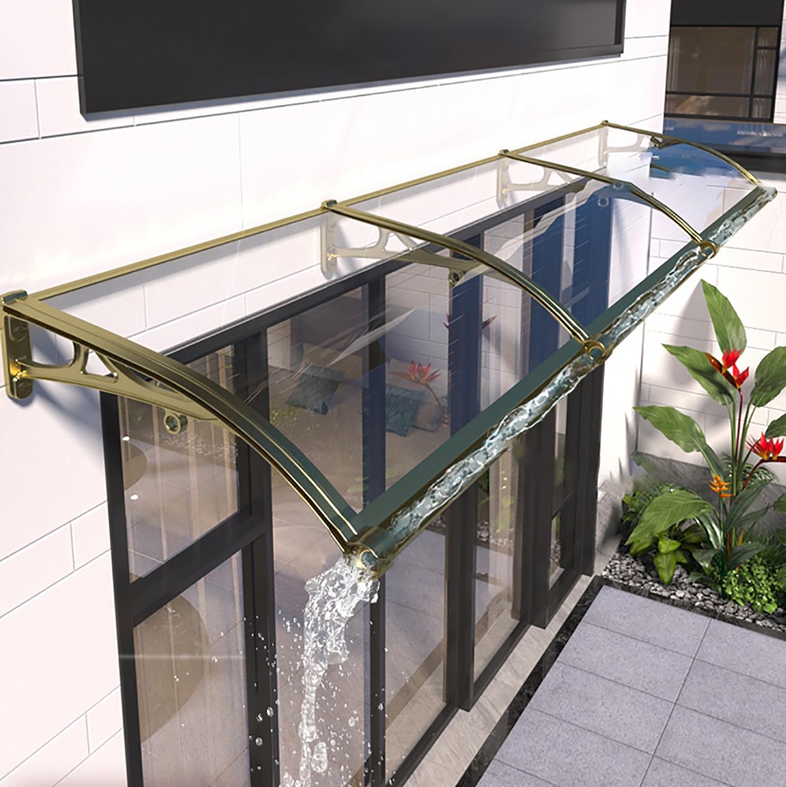 Auvent de porte en polycarbonate et aluminium pour se protéger de la pluie