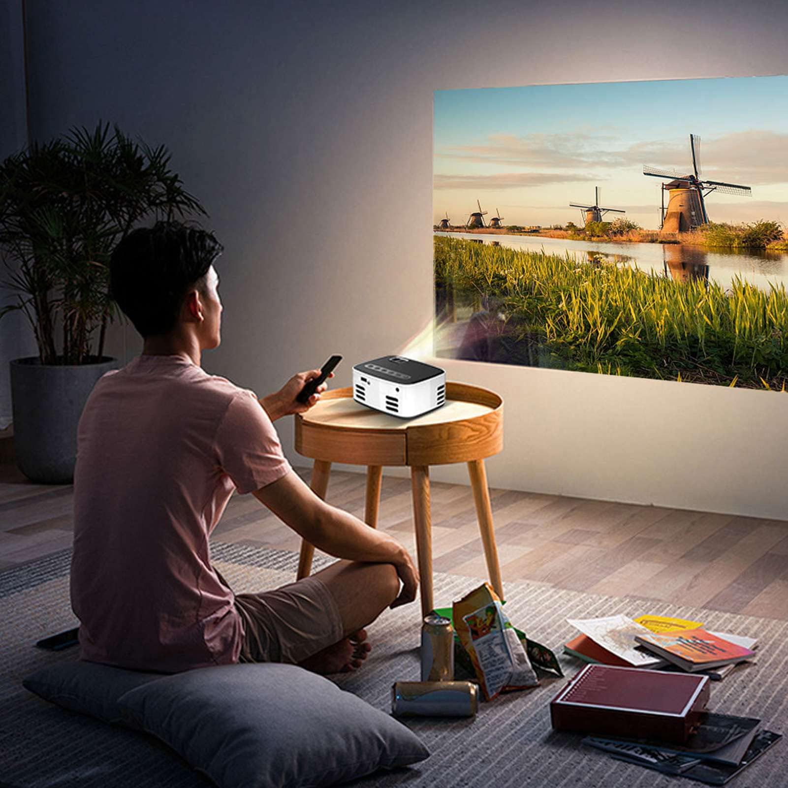 Mini Proiettore, Proiettore da Esterno per Film HD 500LM Nativo 1080P, Mini Proiettore Portatile Video per Laptop Tablet Switch, Regali per Bambini
