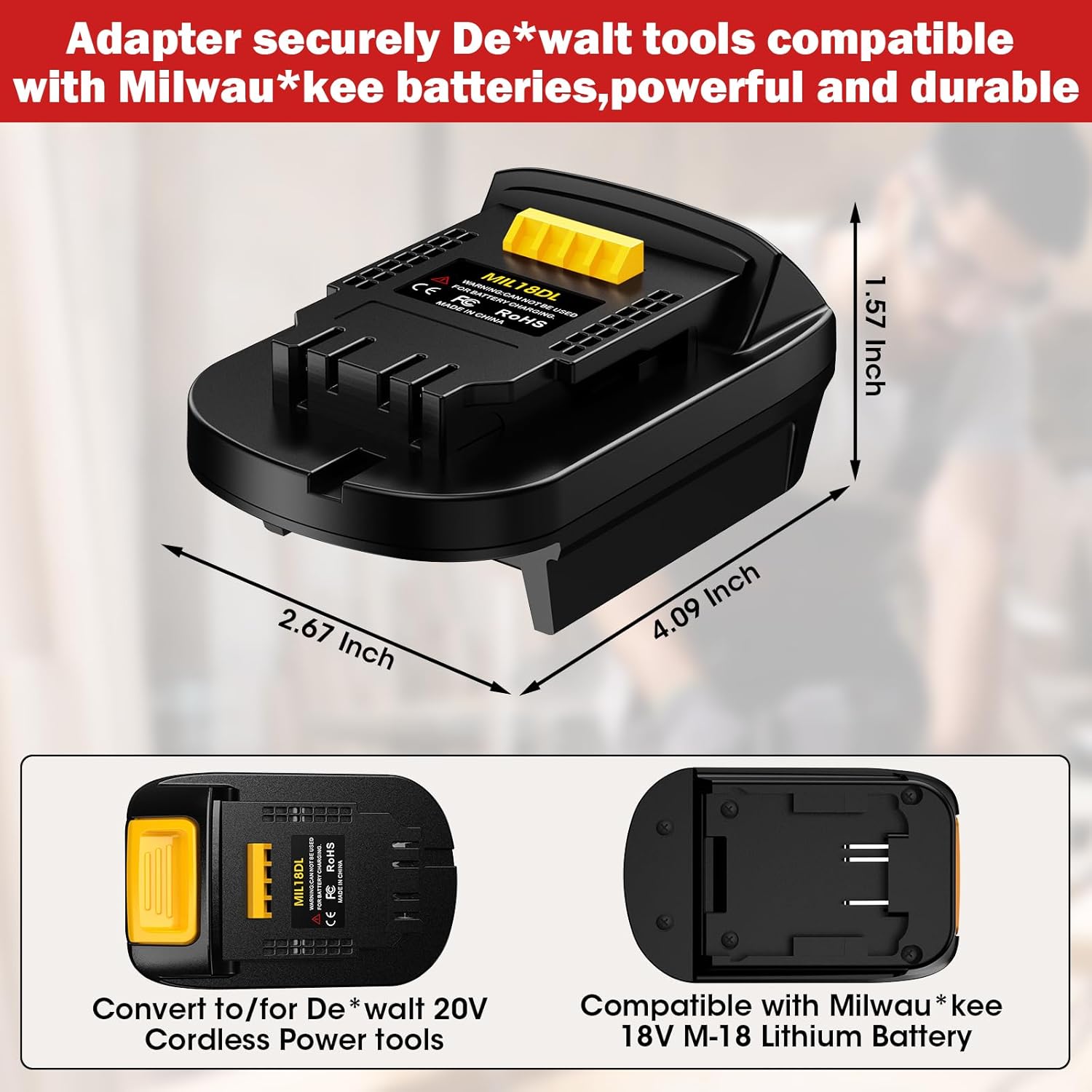 MIL18DL for Milwaukee to for Dewalt Battery Adapter, Convert for Milwaukee M18 18V Lithium Battery to for Dewalt 20V Power Tools(Bare Adapter) - Image 7