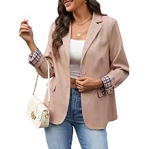 Women's Business Casual Blazer Long Sleeve Lapel Open Front Suit Work Jacket Button Front Lapel Blazer with Pockets