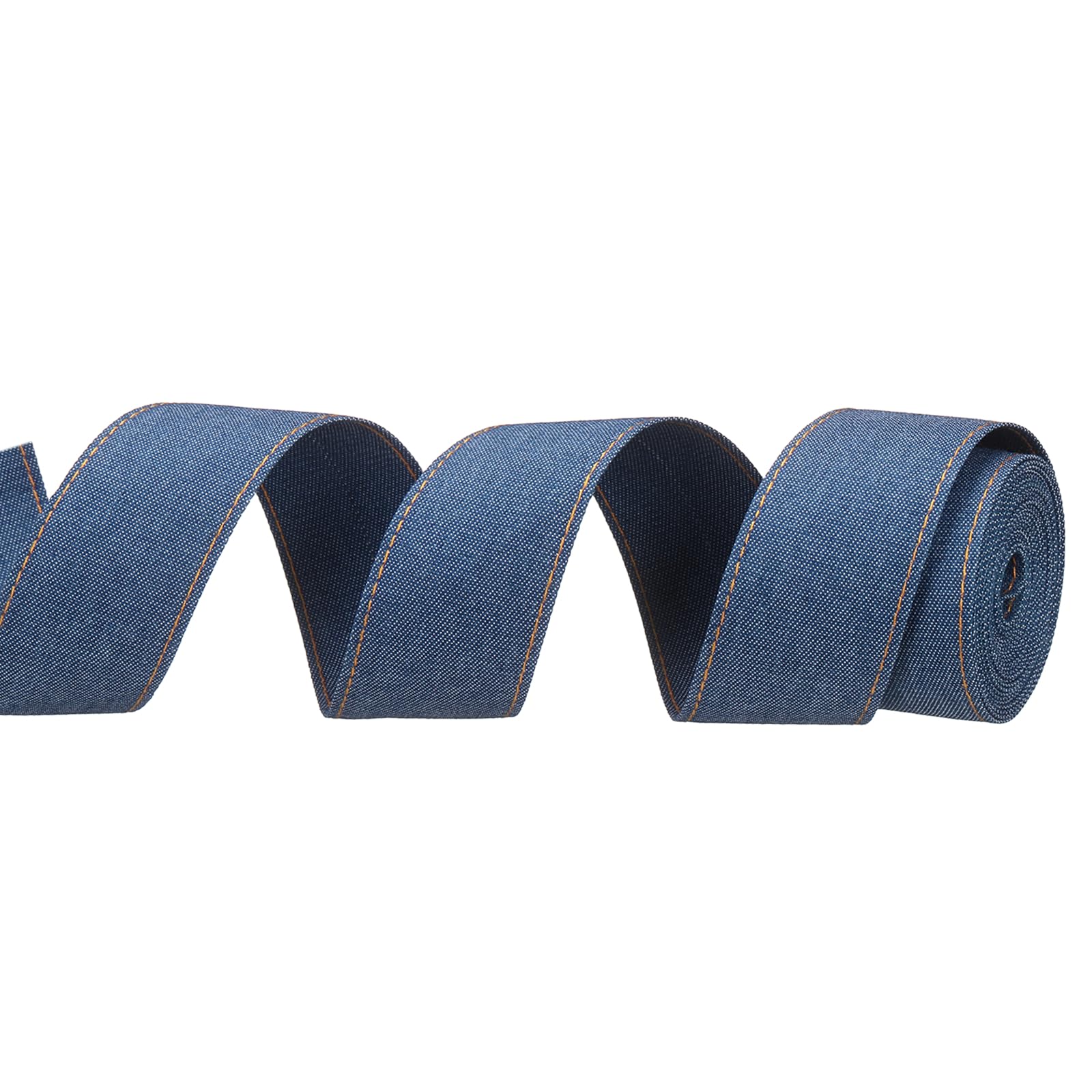 PATIKIL 1 5/8" Denim Ribbon, 1 Roll 3 Yard Layering Jean Fabric Craft Strip for Bow DIY Making Hair Clip Garment Sewing Decorations, Dark Blue