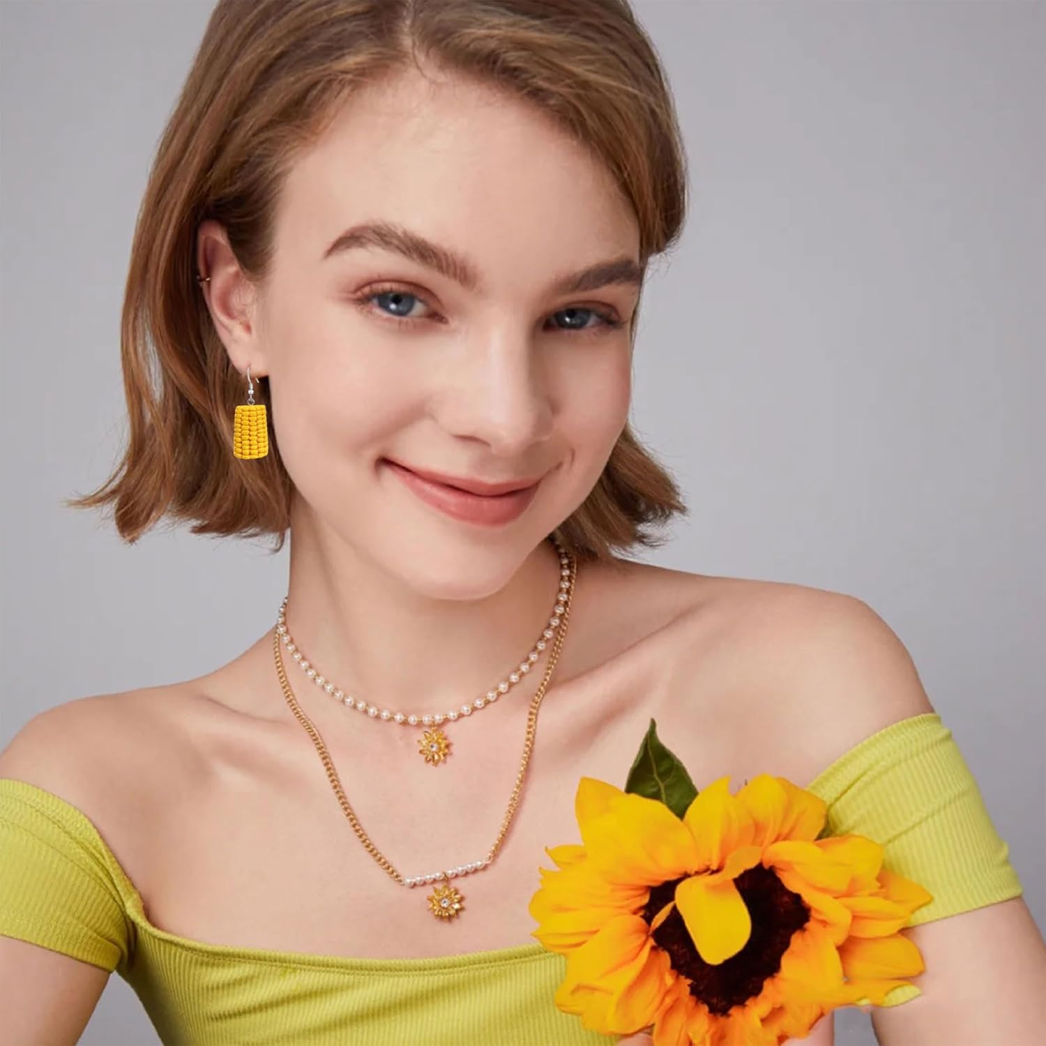 Corn Earrings for Women Funny Resin Lightweight Food Dangle Earrings Handmade Cute Candy Corn Dangle Earrings - Image 3