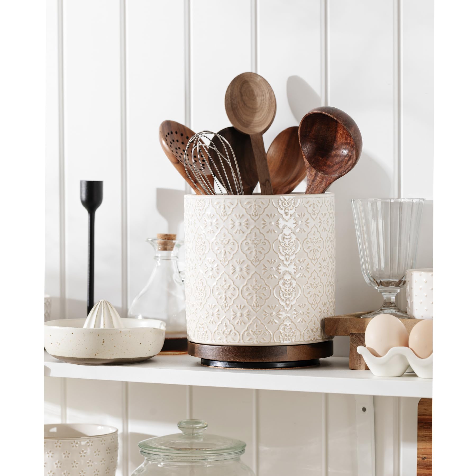 Rotating Utensil Holder - Ceramic Kitchen Organizer -6