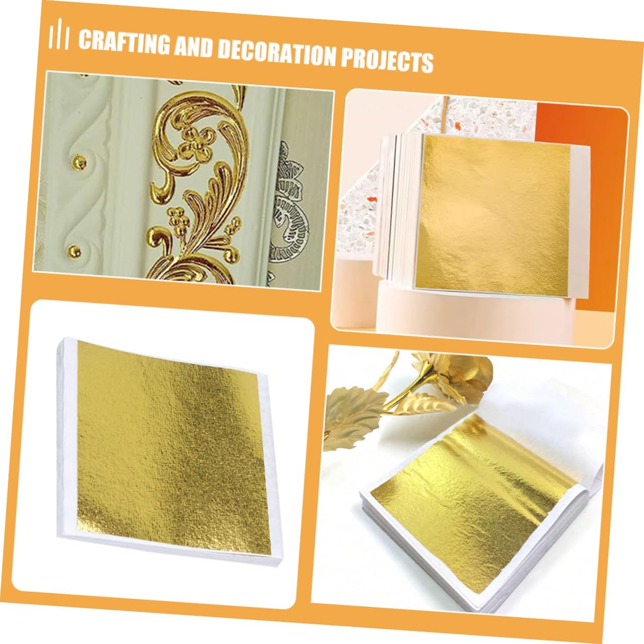 DIYEAH 1bag Fake Gold Foil Sheets Gold Leaf Sheets for Art Bulk Metallic Iridescent Foil DIY Craft