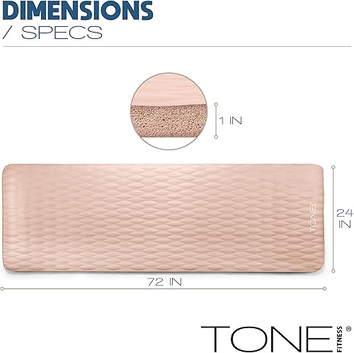 Miniatura 4 de Tone Fitness Esterilla de yoga de 1 pulgada de grosor Alfombrilla de ejercicio antideslizante de alta densidad con correa de transporte para yoga,
