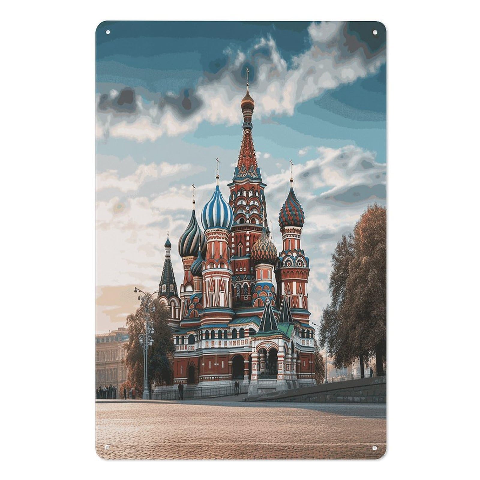Adfgyerh Style St Basil Cathedral Red Square In Moscow Tin Sign Hanging Art Prints,Wall Decor For Gifting And Party Decoration 7.9X11.8 Inch,Wall Art For Home Garden Greenhouse Living Room Bedroom Yard