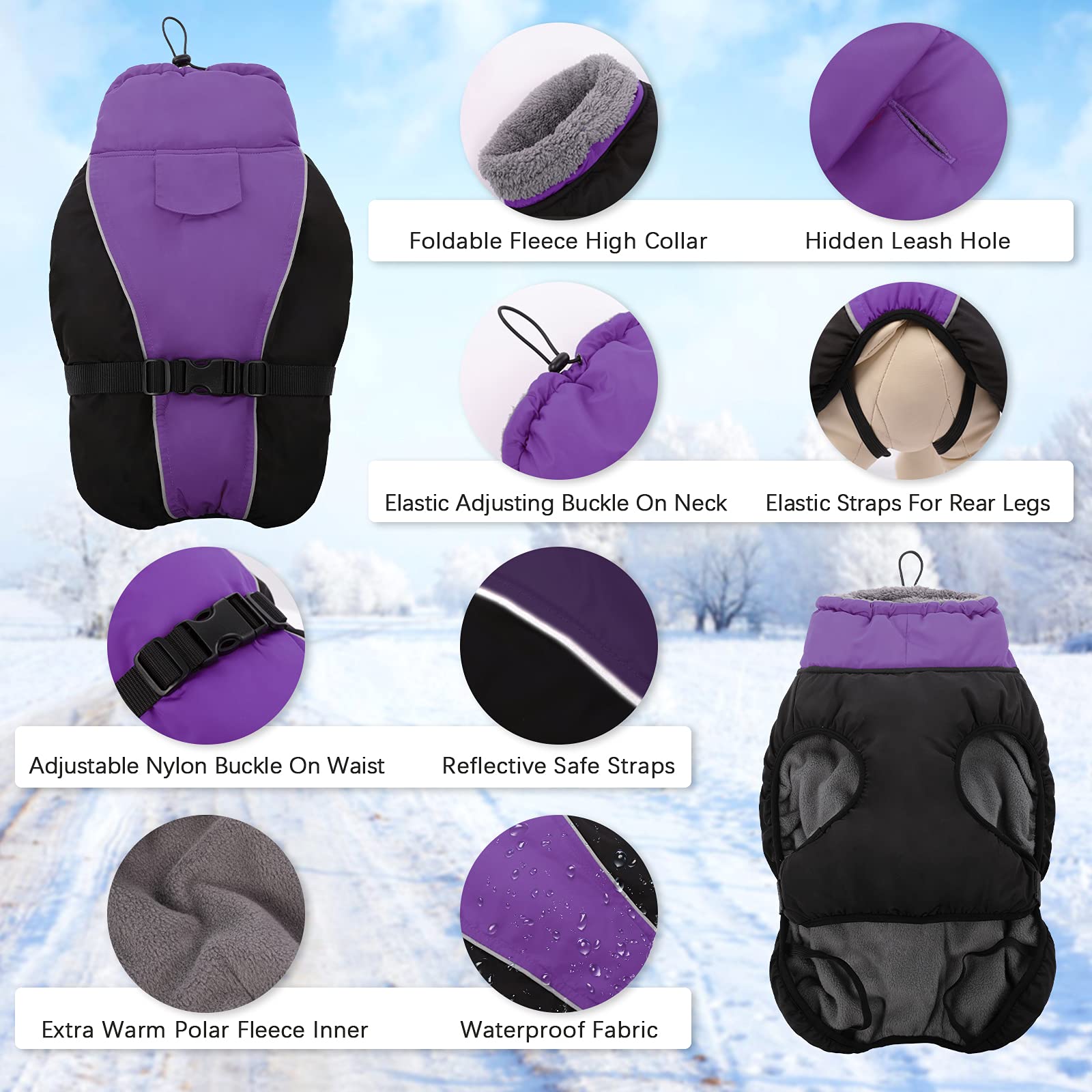 IDOMIK Hundewintermantel – Wasserdicht, Reflektierend, Mit Fleece, Größen S-3XL
