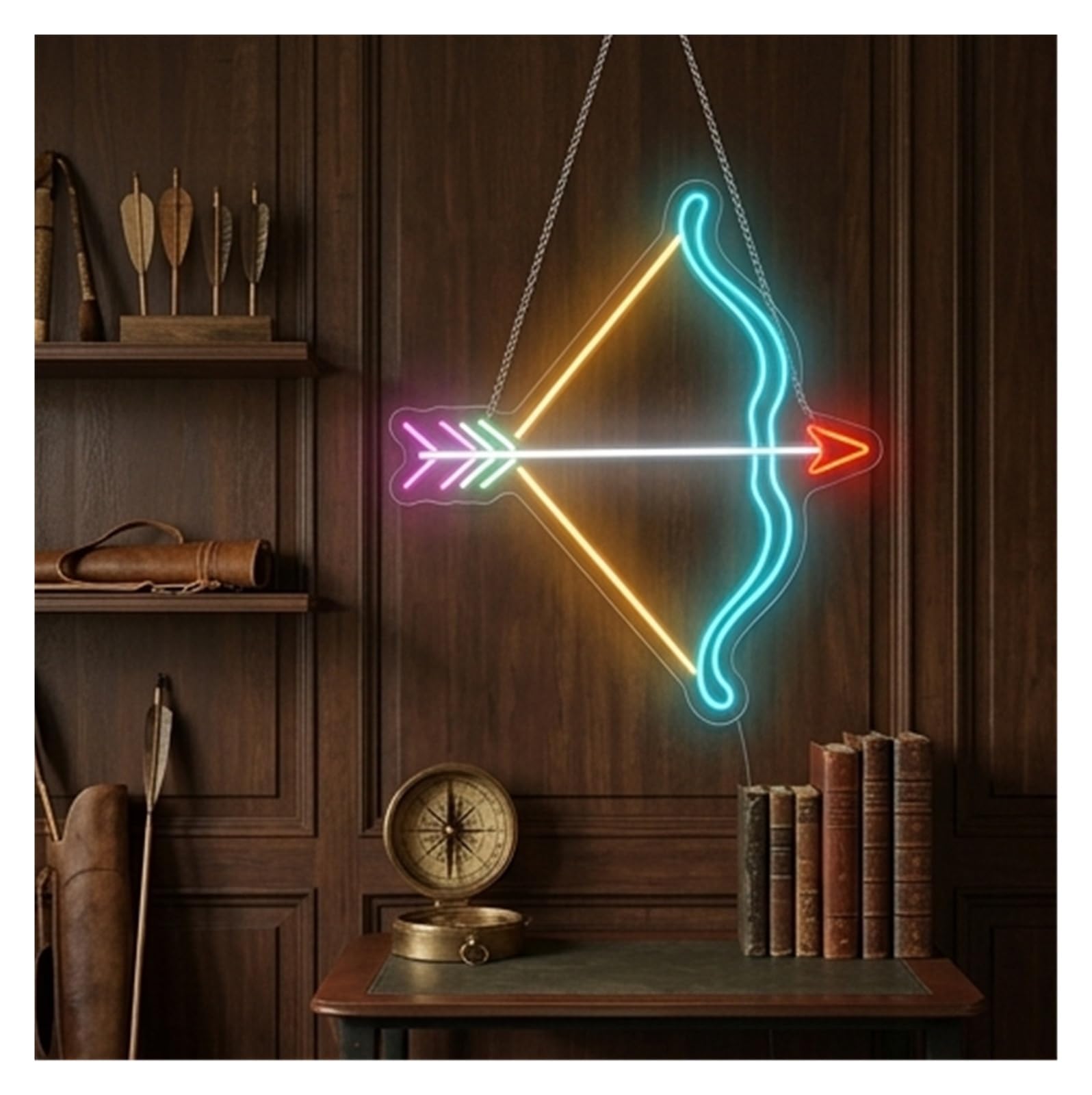Decoración Lámparas Luz De Neón Tiro Con Arco Regulable | Decoración De Pared Target Sport Decoración Temática De Aventura 50cm/19.69in