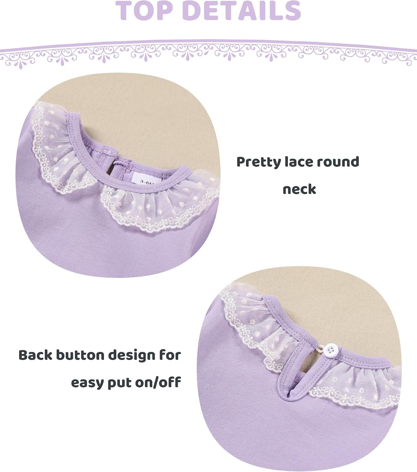 WESIDOM Baby Girl Clothes 0-24M Newborn Infant Girls Outfits Cute 3Pcs Set image 5