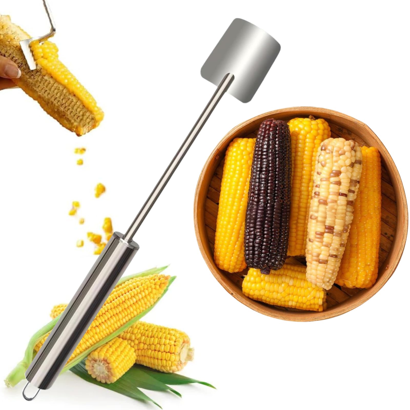 Stainless Steel Corn Peeler - Corn on the Cob Remover, Easy Clean, Suitable for Home Kitchen