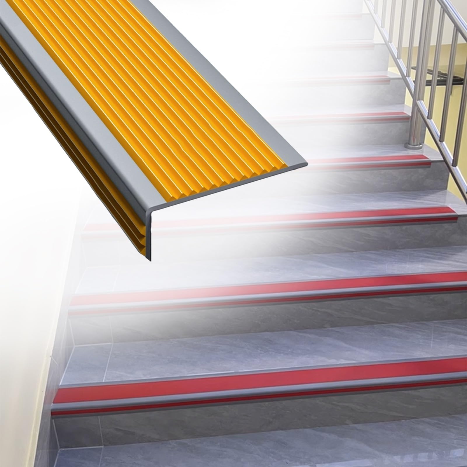 Salva Escalones Con Cantoneras Adhesivas Y Zócalo Escaleras, Tiras Antideslizantes Para Peldaños Autoadhesivas En Forma De L, Tiras Protectoras Interiores Exteriores, Borde Perfil Escalera