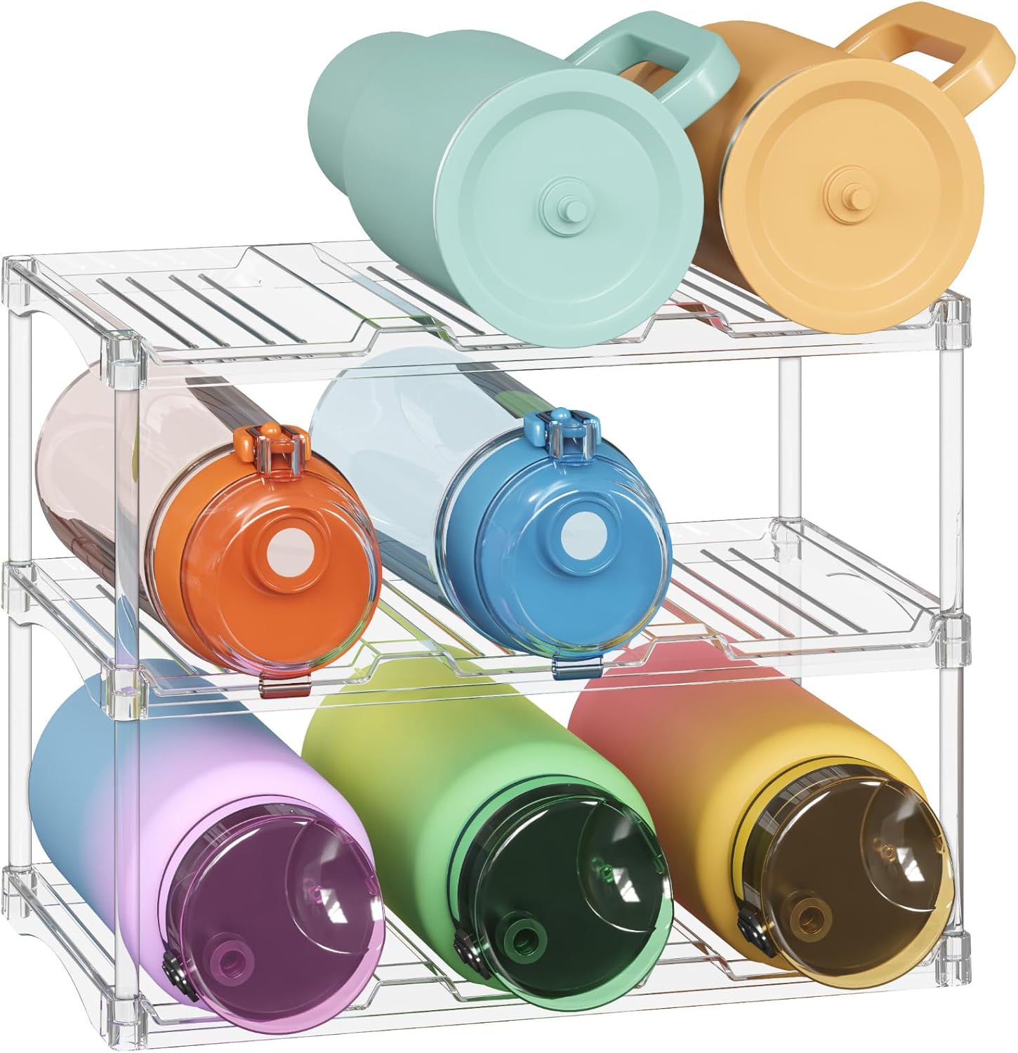 Lifewit Stackable Water Bottle Organizer – Holds 9 Bottles in Cabinet