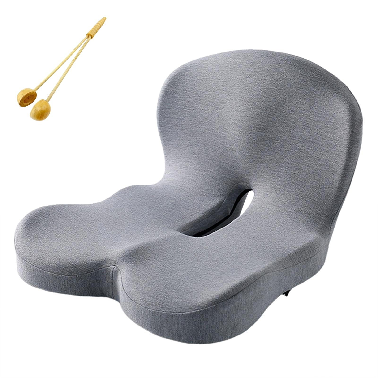 Reenly Soothe+ Seat Cushion, Reenly Back And Seat Cushion, Memory Foam L-Shaped Integrated Seat Cushions, Welnax Rückenkissen Bei Ischias, Für Büro, Familie, Reisen, Autositz Oder Rollstuhl(Light Grey