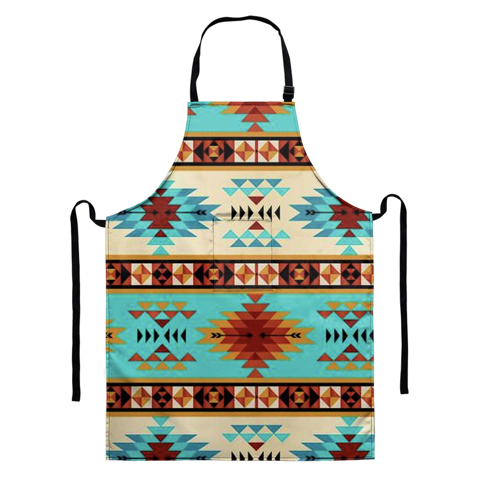 Babrukda Adjustable Long Bib Apron Waterdrop Resistant with Pockets Cooking Kitchen Aprons Plus Size with Adjustable Neck Strap Long Ties African Ethnic Tribe