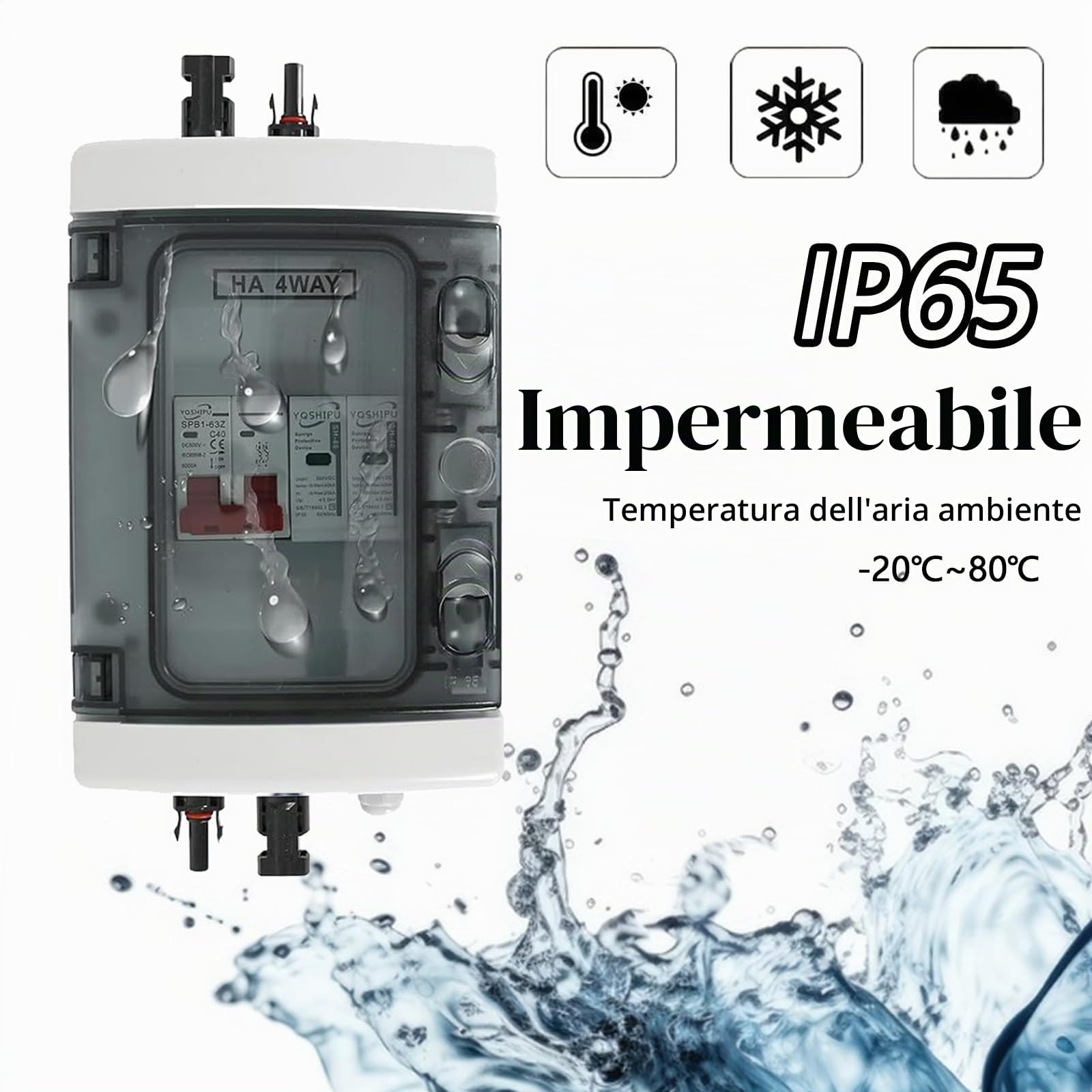 Protezione Sovratensione Fotovoltaica, 1 In 1 Out Interruttore Automatico DC Protezione Contro I Fulmini 1 Stringhe 1000V DC40A 20-40KA Scatola Connessione Generatore Connessione Solare IP65