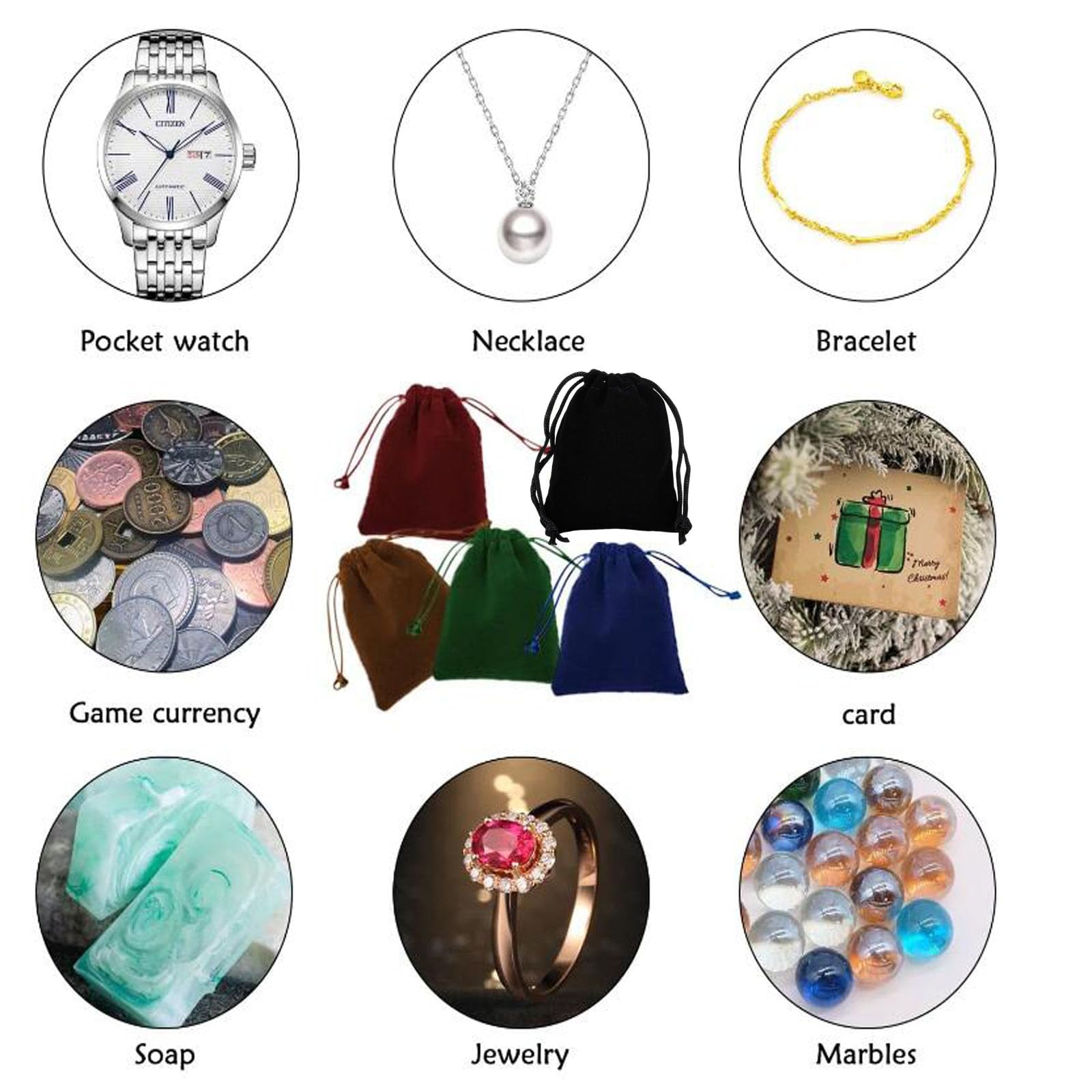 Sacchetti Velluto Per Gioielli - 20 Pezzi, 7x9cm, 5 Colori, Con Coulisse - Foto 7