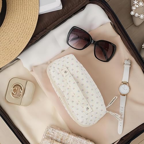 Miniatura 7 de Bolsa de maquillaje, bolsas de cosméticos grandes para viaje, organizador de maquillaje, bolsa portátil, bolsa de aseo plana abierta para mujeres