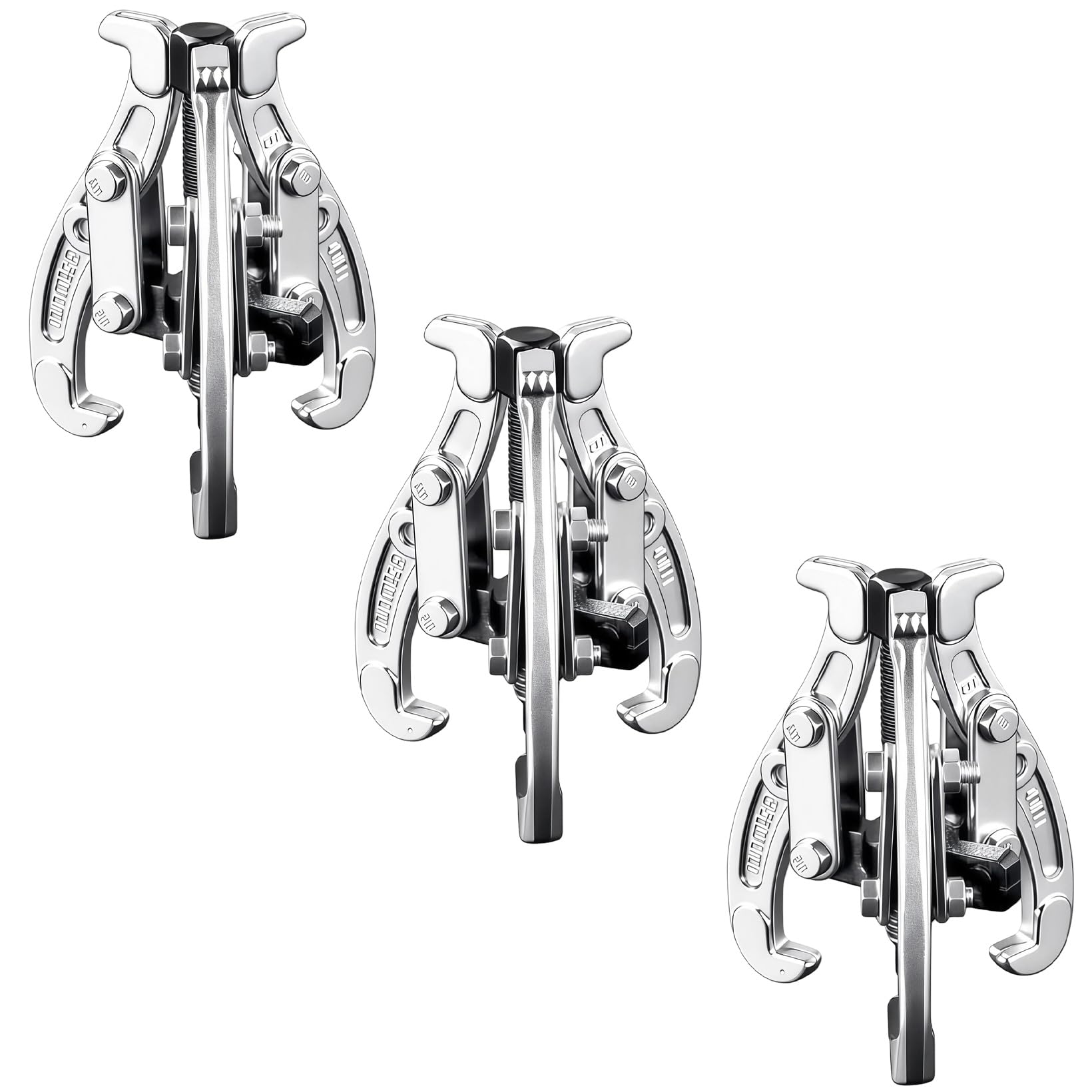 Estrattore per cuscinetti, 3 pezzi, 75 mm, 100 mm, 150 mm, estrattori per cuscinetti a sfera con doppio foro regolabile, set di estrattori per auto, per lo smontaggio di rotori, cuscinetti e