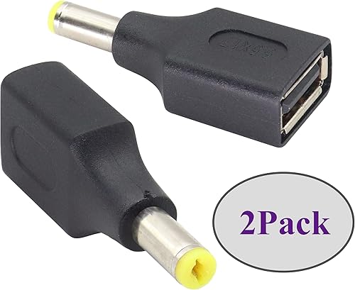 Miniatura 5 de Paquete de 2 adaptadores de convertidor de corriente USB a CC de 5.5 × 0.067 in USB 2.0 A hembra a CC 5.5 × 0.067 in macho CC 5 voltios barril de