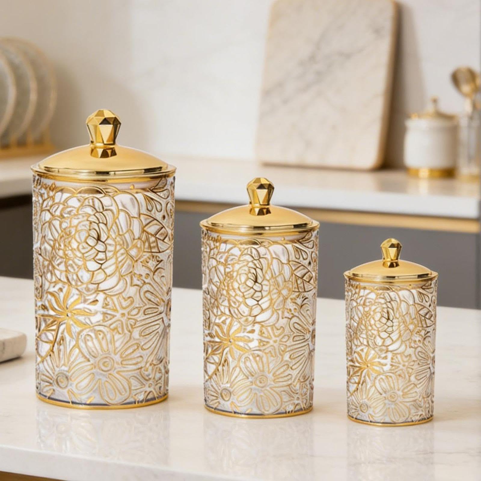 3 Teiliges Vorratsglas Set mit Deckel, Lebensmittelbehälter, Küchenkanister