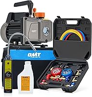 Orion Motor Tech 1/3 HP 4 CFM AC Vacuum Pump Kit with Manifold Gauge, Leak Detector & Hoses for R134a R12 R22 R502 Auto HVAC Repair