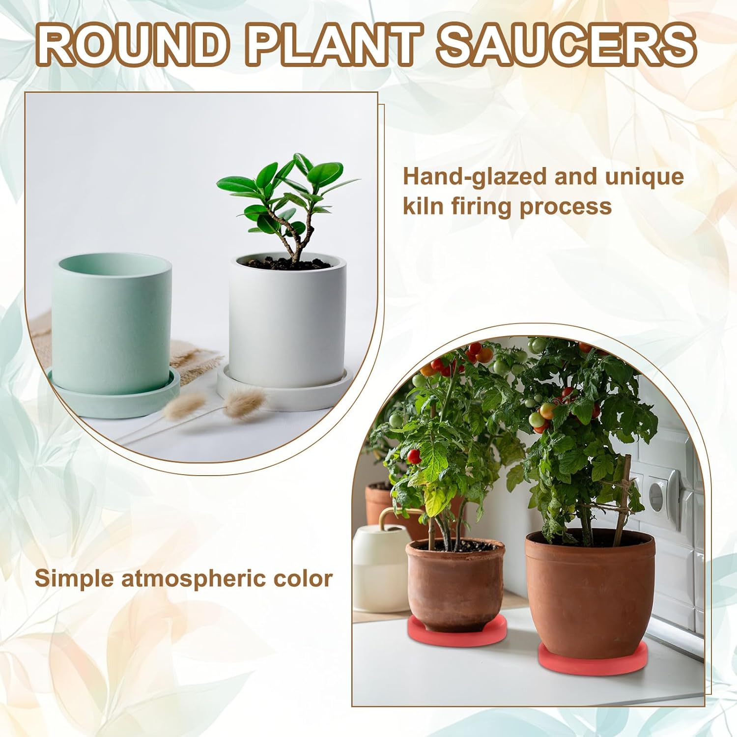 uxcell 2 Pcs Round Plant Saucers, 4 Inch Ceramics Plant Drip Trays for Pots, Heavy Duty Flower Pot Saucers for Indoors and Outdoors, Brown - Image 6