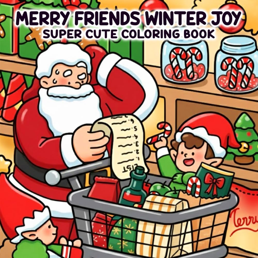Merry Friends Winter Joy: Christmas Coloring Book for Adults and Teens with Heartwarming Holiday Moments and Cute Characters to Inspire Calm and Joy