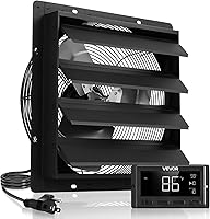 Vista 10 de VEVOR Ventilador de escape de 10 pulgadas, ventilador de ático montado en la pared con velocidad variable, controlador de temperatura y humedad