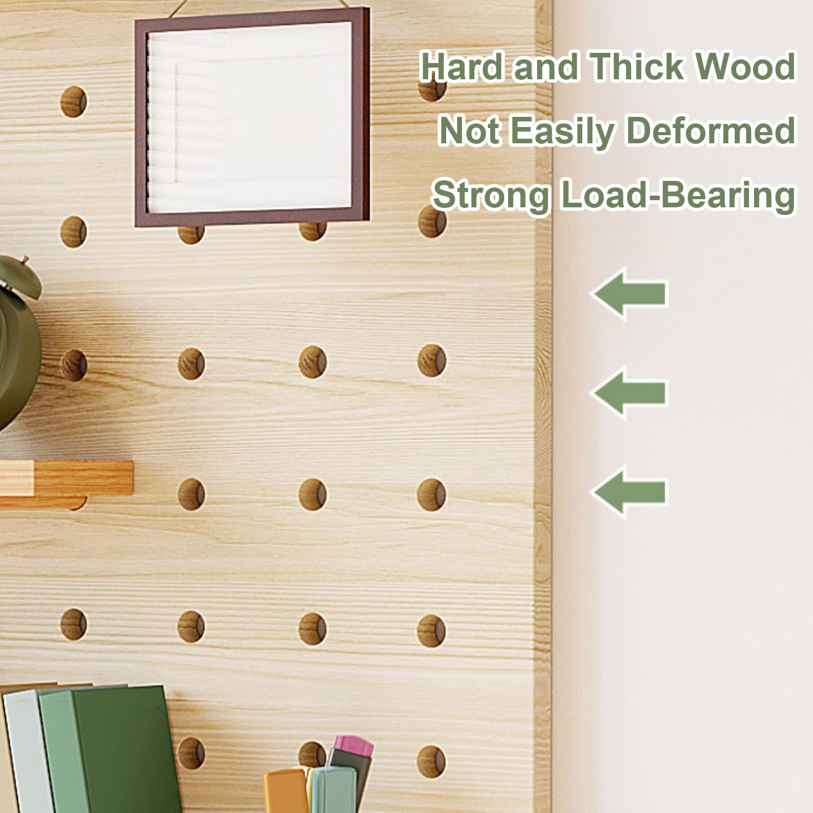 An Der Wand Montierte Lochwand aus Holz, Stecktafel-Kombinationsset, Multifunktionaler Aufbewahrungshalter für Bastelraum, Schlafzimmer, Wohnzimmer(White)