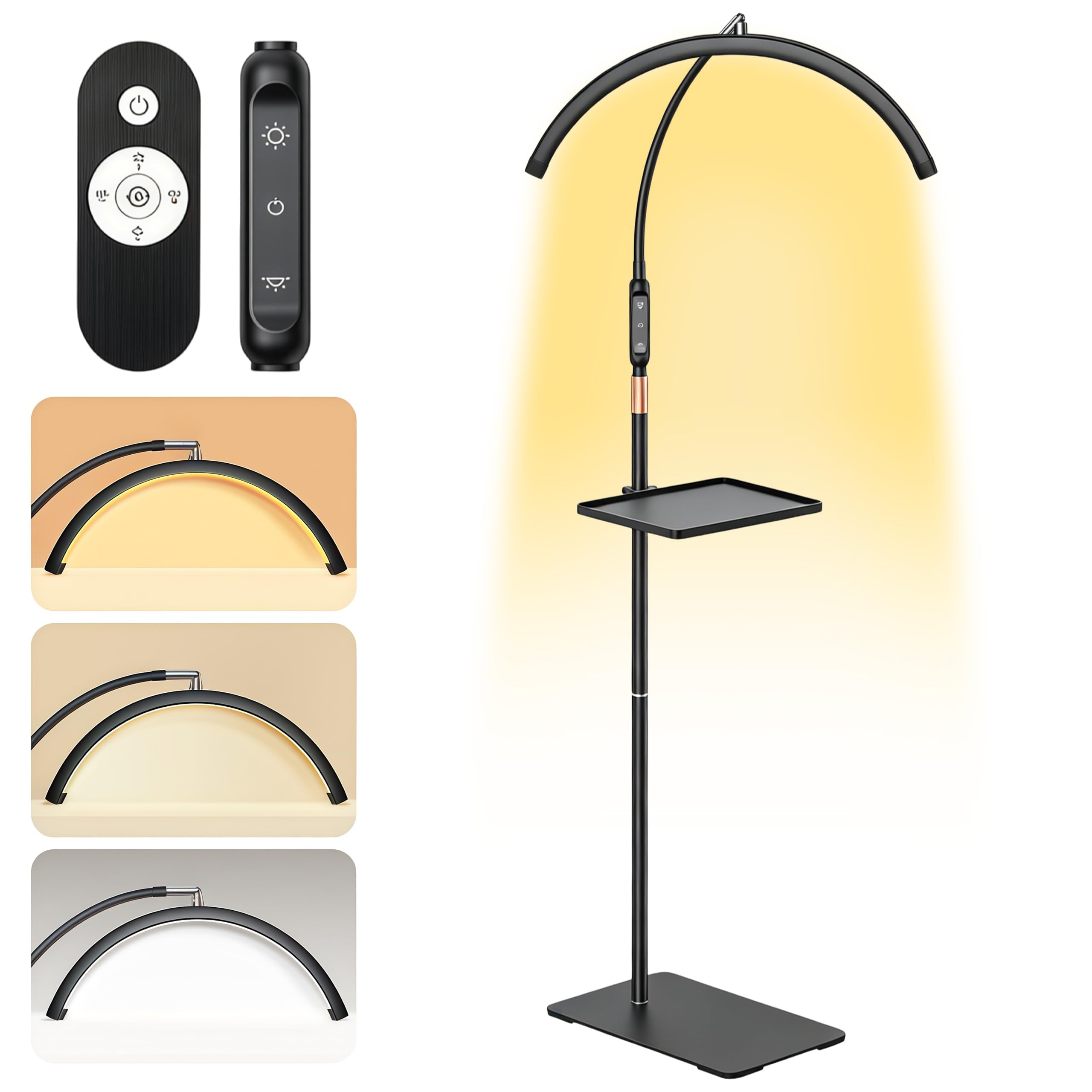 Halbmond Lampe Kosmetik, 320° Drehbarer Kosmetiklampe mit 3 Farbtemperaturen, Kosmetik Lampe Stehend, Höhenverstellbar Wimpernlampe für Wimpernverlängerung Make-up Tattoos Nageldesign
