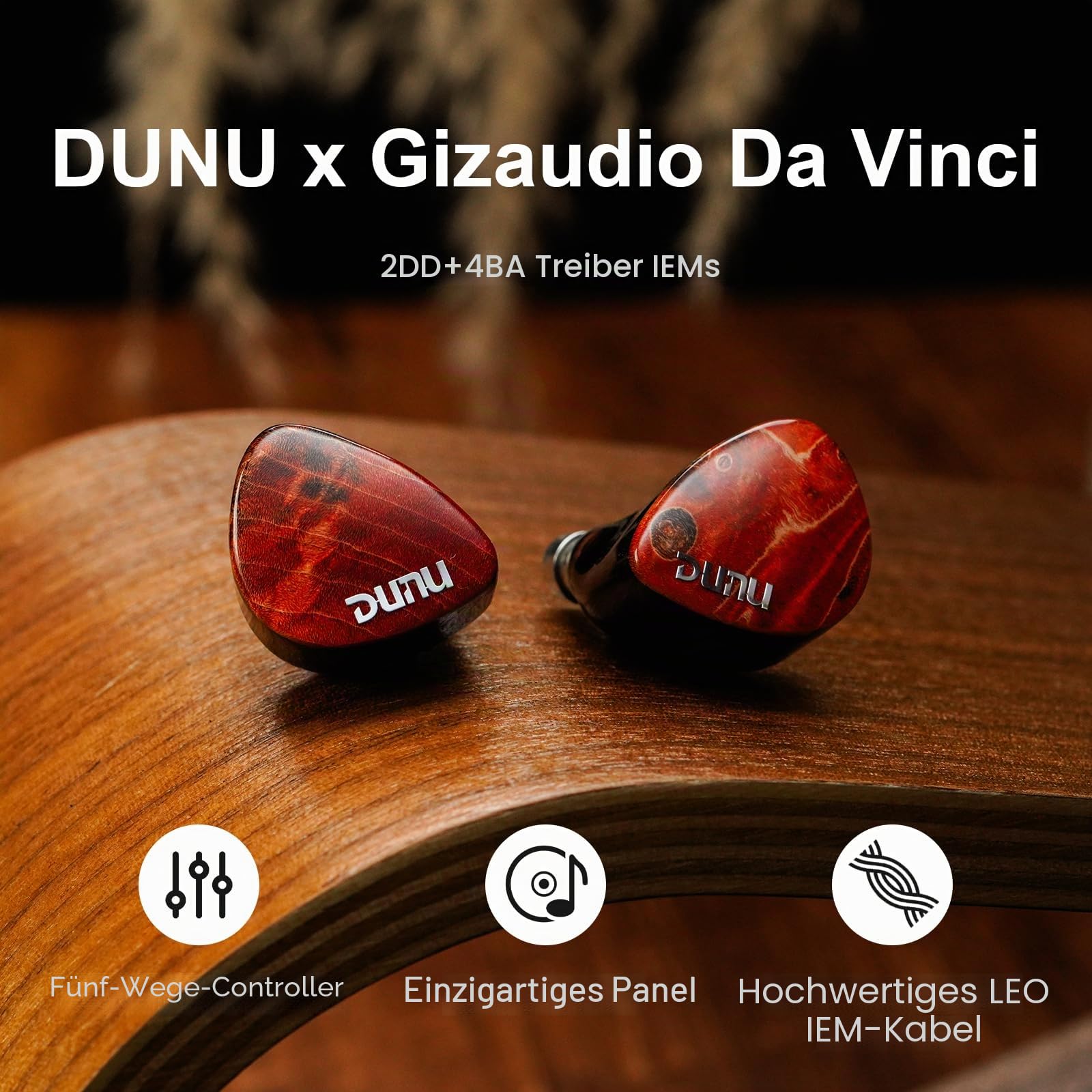 HiFiGo DUNU x Gizaudio Da Vinci IEMs 2DD+4BA, Dual Dynamic und 4 Balanced Armature Treiber Hybrid In-Ear Ohrhörer HiFi mit 5-Wege-Frequenzweiche (Da Vinci)