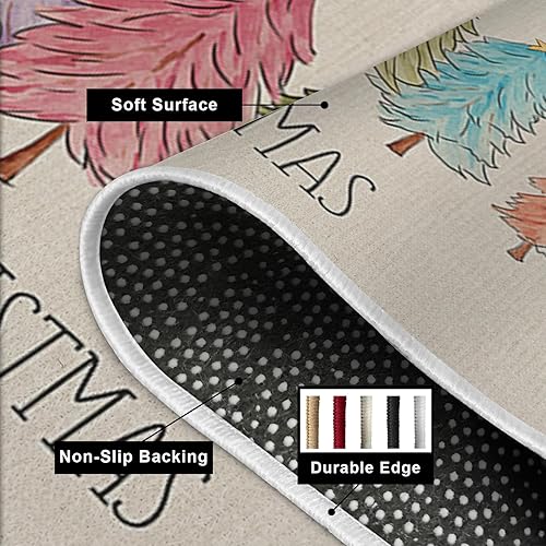 Miniatura 7 de Alfombras de cocina largas para piso, alfombra absorbente de entrada con diseño de árbol de Navidad en acuarela para interiores, alfombra