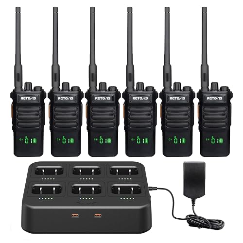 Retevis RT86 2 Way Radio Long Range with 6 Way Charger 6 Pack