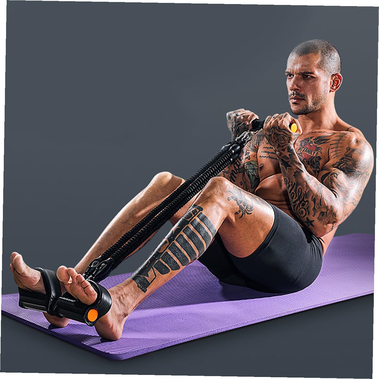 Garneck Elastico per Allenamento Pedale in Pte e Schiuma, Resistente per Fitness e Training Tricipiti, Attrezzo Palestra Multifunzione Nero