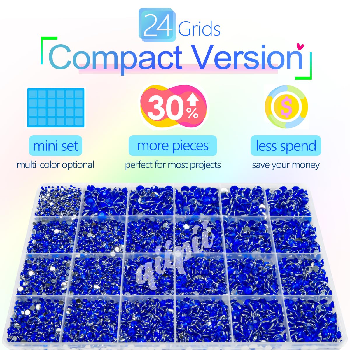 qiipii Royal Blue Bedazzler Kit 2mm-6mm Crystal Resin Rhinestones w B7000 Glue for Bedazzling Crafting Flatback Stones Diamonds Crystals Gems for Nails Face Eyes Makeup Tumblers Bottles Beauty Crafts