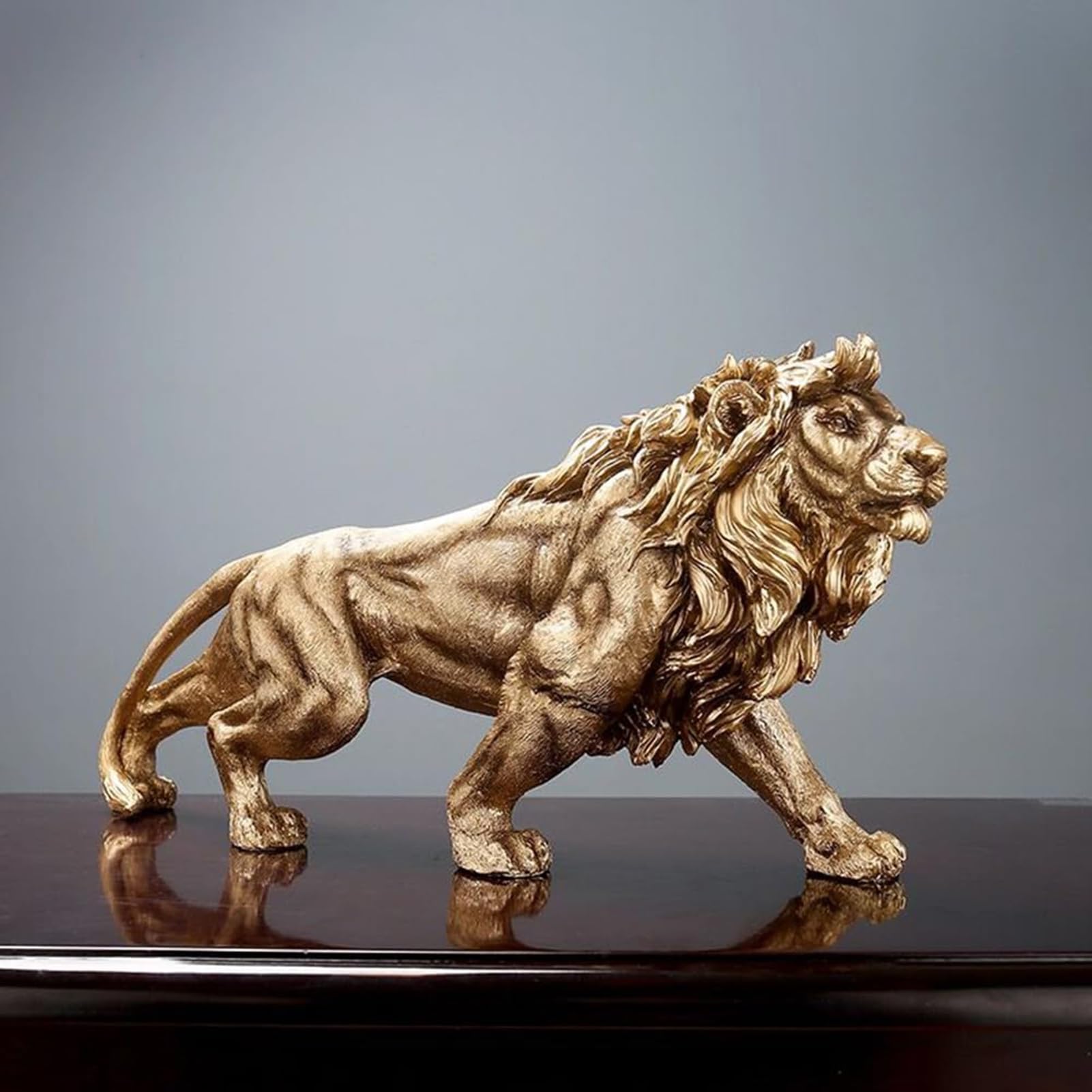 DUOAZJL Art Statue - 15 Inch Strong Lion Statue Figurine Sculpture Resin Collectible Gifts for Lion Lover Office Home Decor Desk Accessories Decoration Garden Figurines Outdoor Decor