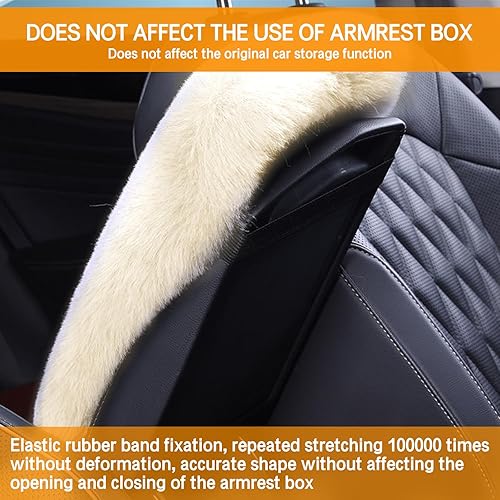 Miniatura 5 de ZKFAR 1 alfombrilla para reposabrazos de automóvil, 11.8 x 7.8 pulgadas, imitación de conejo de felpa, funda para reposabrazos central, cojín