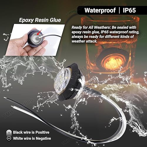 Miniatura 7 de TMH Luces indicadoras de marcador lateral ámbar de 1-14 pulgadas, redondas, 6 luces LED de bala transparente para camión, autobús, caravana,