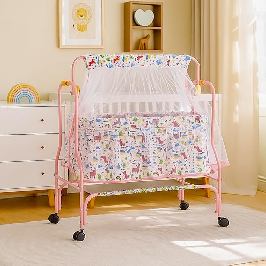 Supples Baby Cradle with Swing - Pink