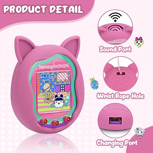 Miniatura 3 de Funda de silicona para Tamagotchi Uni, funda protectora para Tamagotchi Uni Protector Skin con correa de mano (rosa)